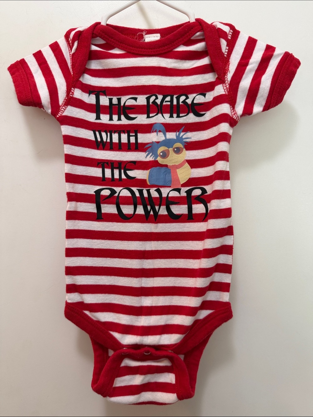Labyrinth Red & White Striped Baby One-Piece Bodysuit - The Babe With The Power